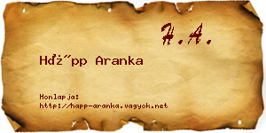 Hápp Aranka névjegykártya