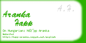 aranka happ business card
